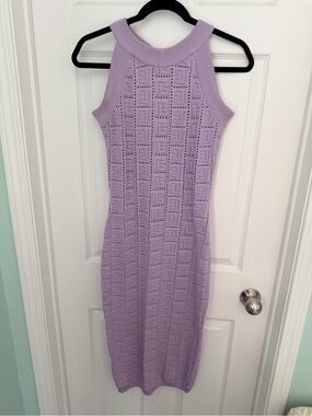 Balmain Lavender Sleeveless Knit Midi Dress
